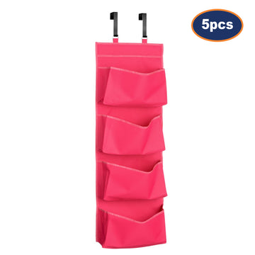 5pcs Over Door Hot Pink 4 Tier  Hanging Room Organiser