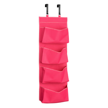 6pcs Over Door Hot Pink 4 Tier  Hanging Room Organiser