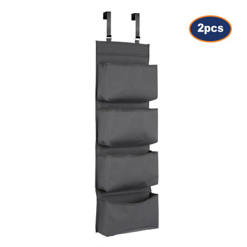 2pcs Grey Polyester 4 Tier Over Door Hanging