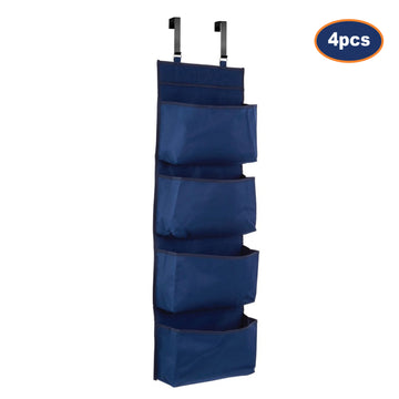4pcs Over Door 4 Tier Dark Blue Hanging Room Organiser