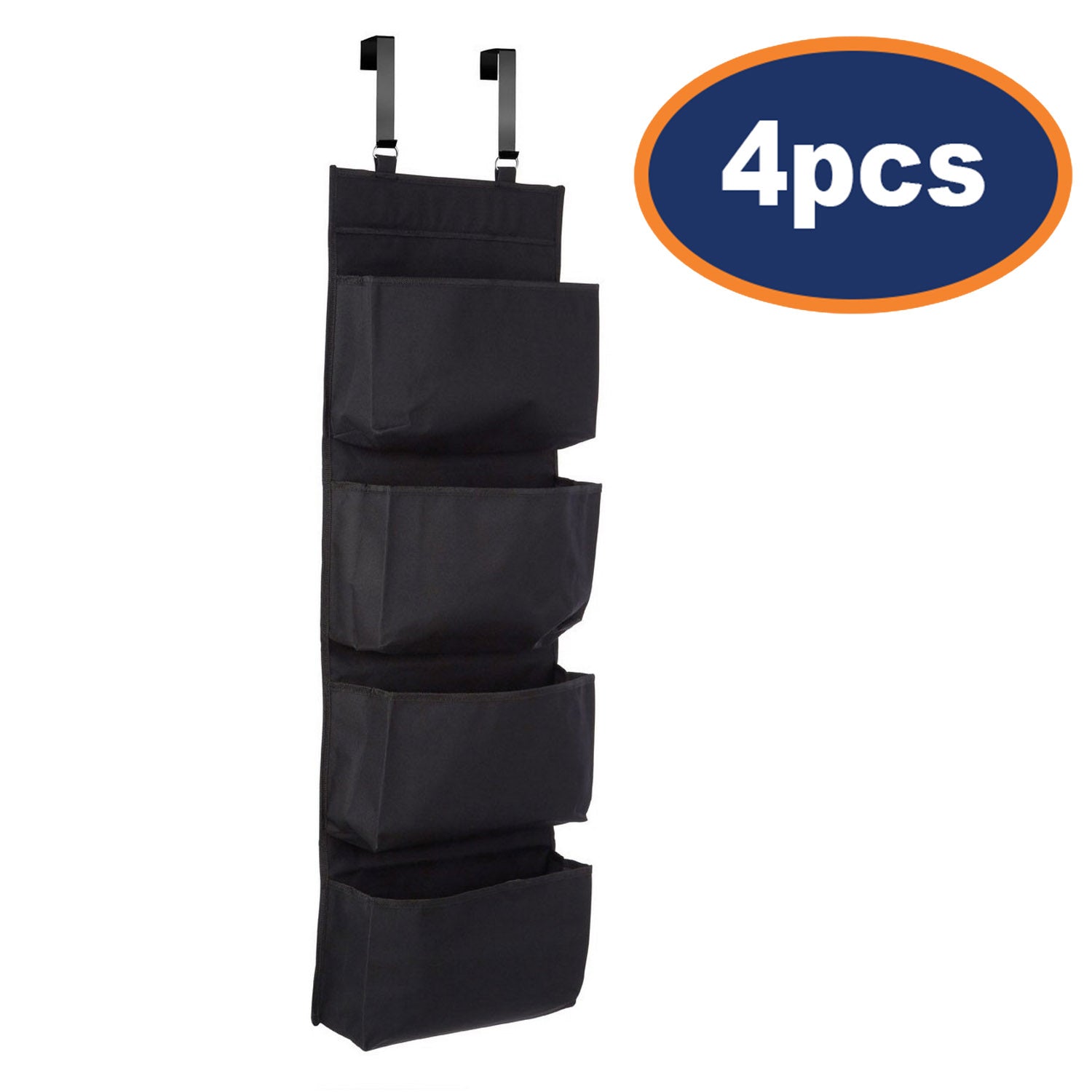 4pcs 4-Tier Black Over The Door Hanging Organiser