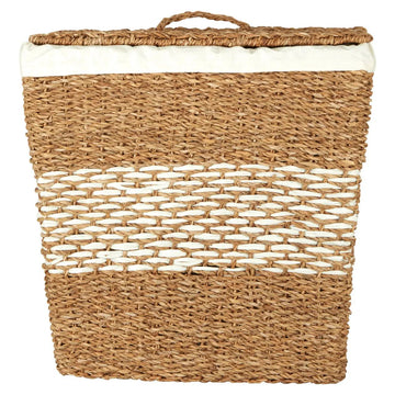 Livi Tapered Natural Seagrass Woven Basket With Lid