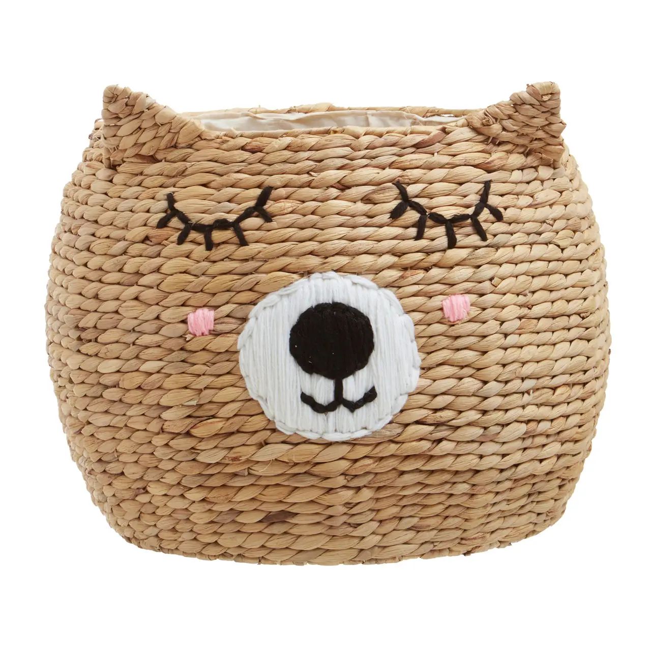 Livi Woven Cat Face Design Drum Shaped Basket