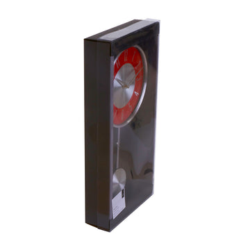 Pendulum Red Silver Wall Mounted Clock