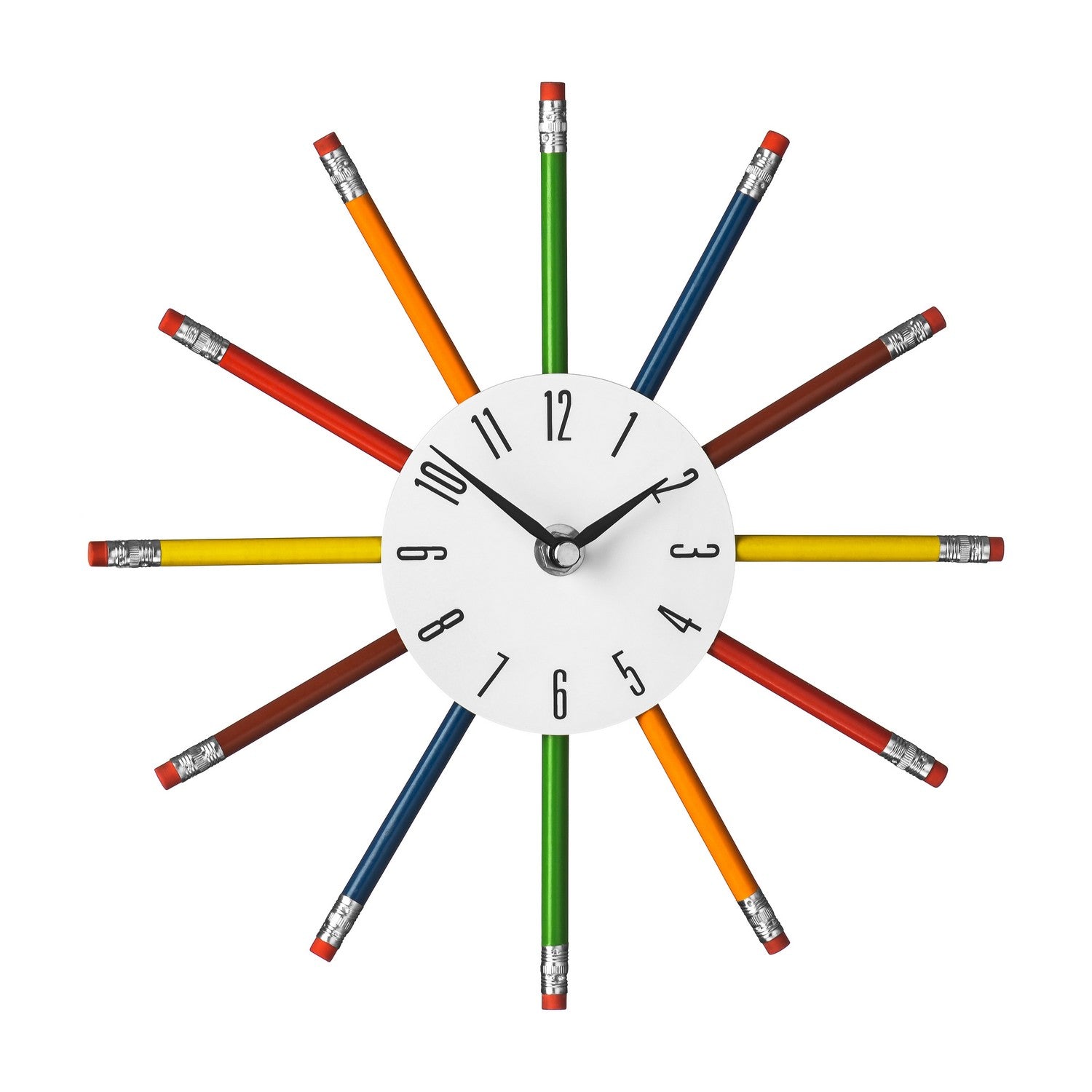 26Cm Dia Multi Colour Pencil Wall Clock