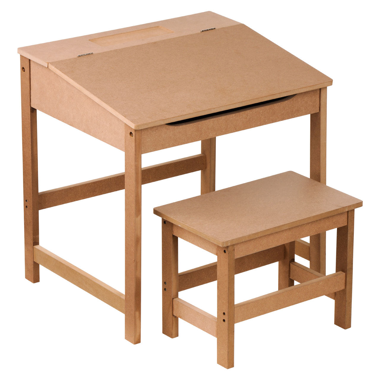 Kids Desk Table And Stool Chair Seat Furniture Set - Brown
