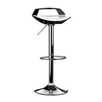 Leather Black & White Bar Stool with Silver Base