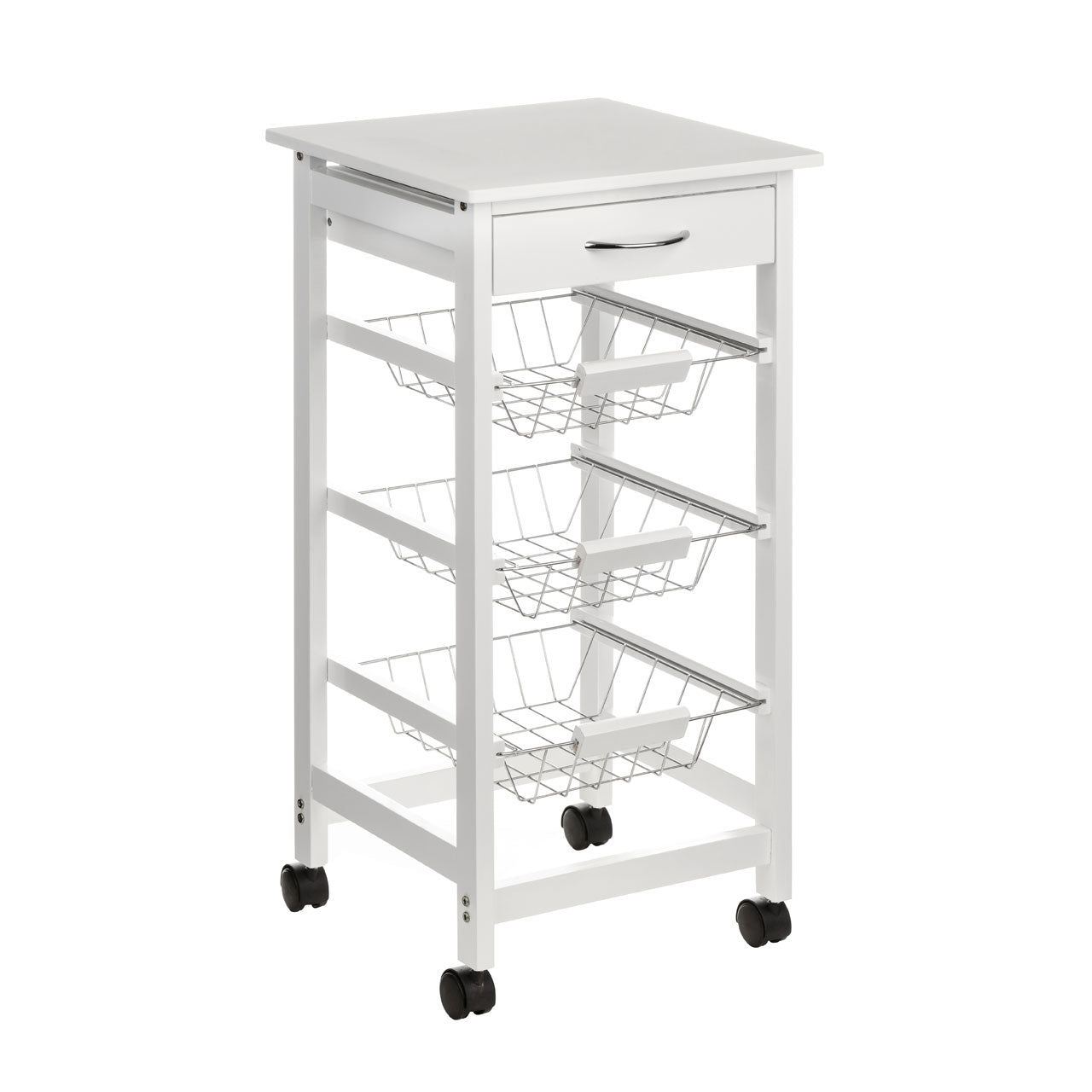 White Veneer Finish Kitchen Trolley