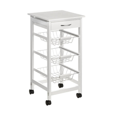 White Veneer Finish Kitchen Trolley