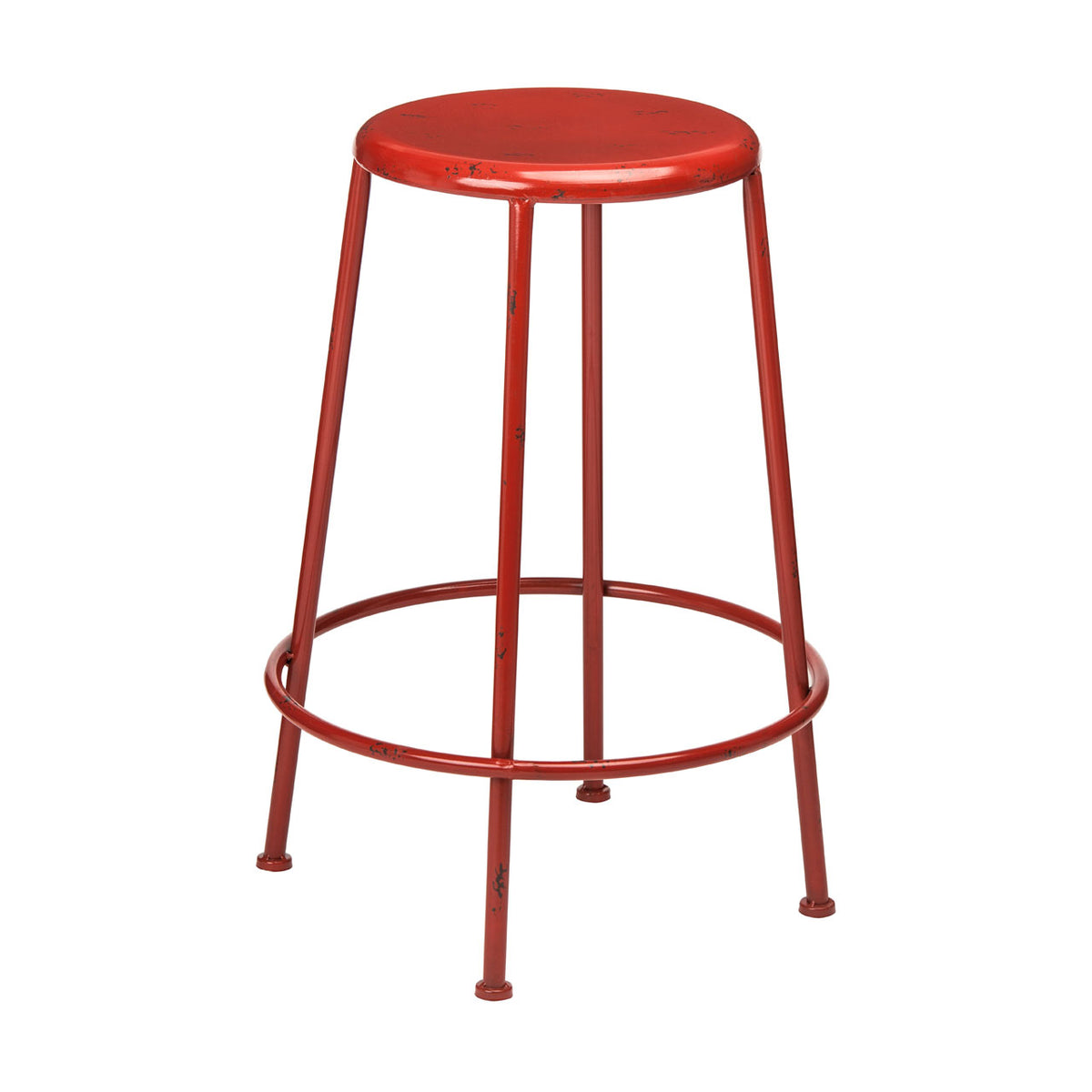 Artinova Red Round Metal Bar Stool