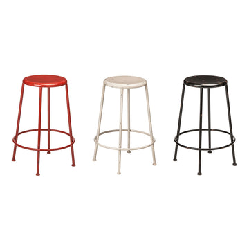Artinova Red Round Metal Bar Stool