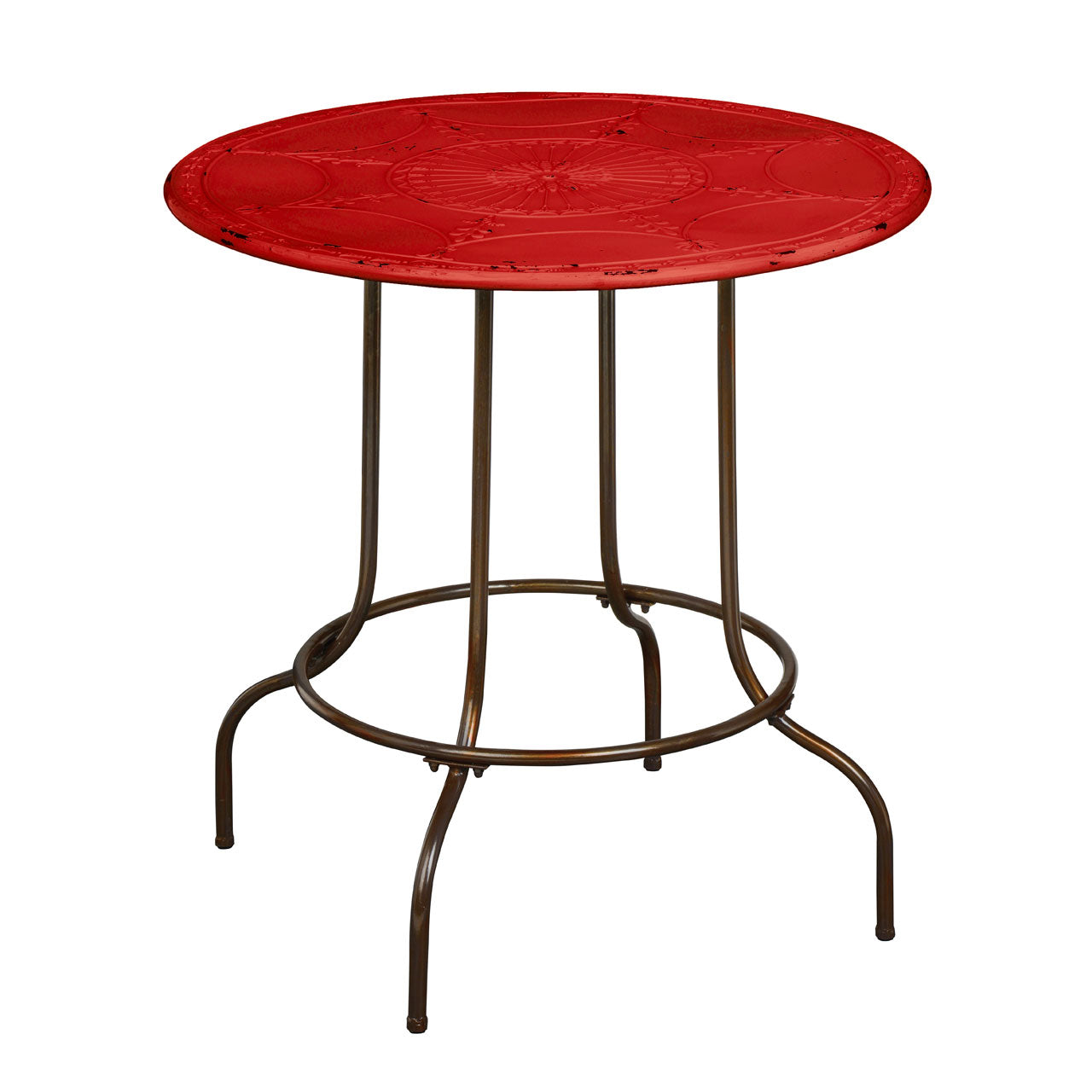 Artinova Red Round Metal Table