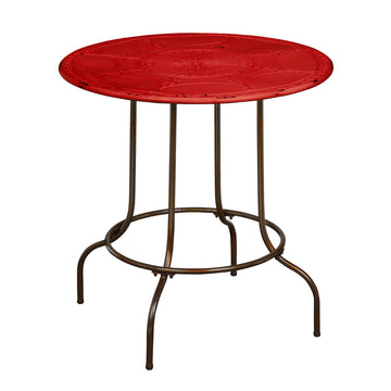 Artinova Red Round Metal Table