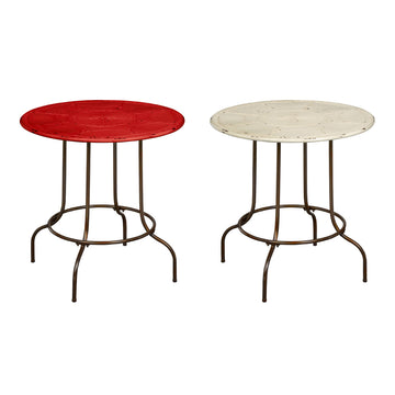 Artinova Red Round Metal Table