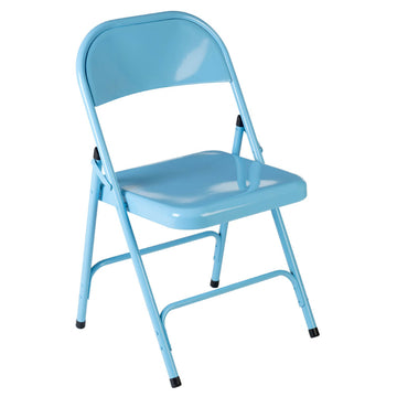 Set Of 2 Blue Portable Folding Metal Chair
