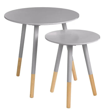 Viora 2Pcs Grey Round Side Tables