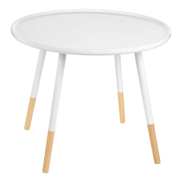 Viora White & Natural Round Side Table