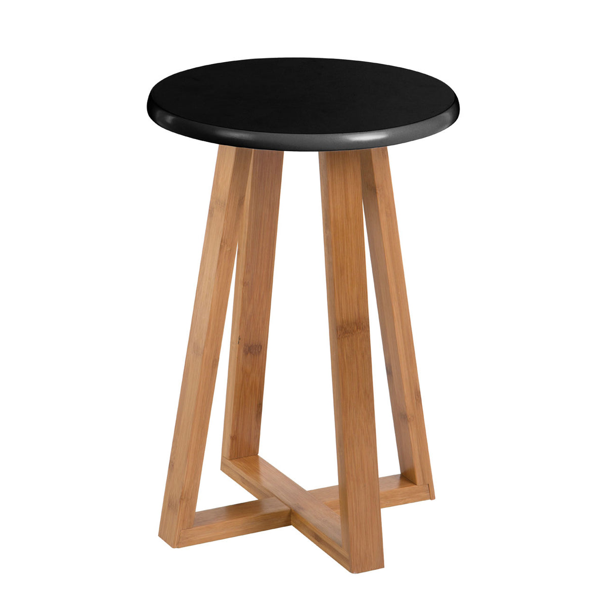 Viora Black Round Bamboo Stool