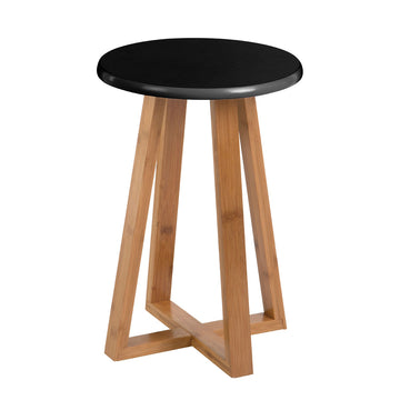 Viora Black Round Bamboo Stool