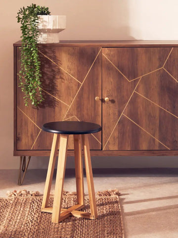 Viora Black Round Bamboo Stool