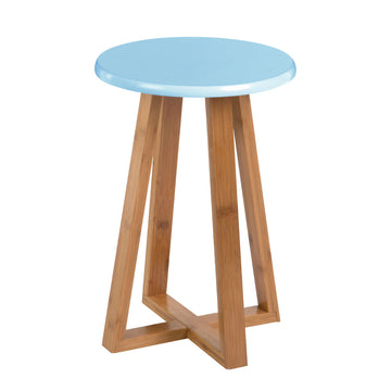 Viora Blue Round Bamboo Stool