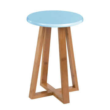 Viora Blue Round Bamboo Stool