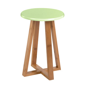 Viora Green Round Bamboo Stool