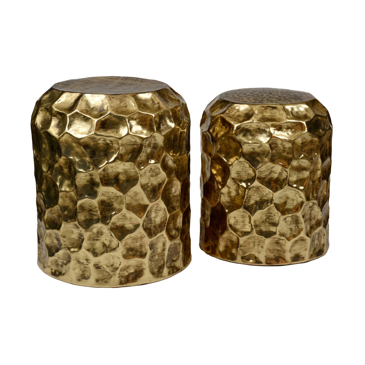 Templix 2Pcs Bronze Hammered Effect Stools