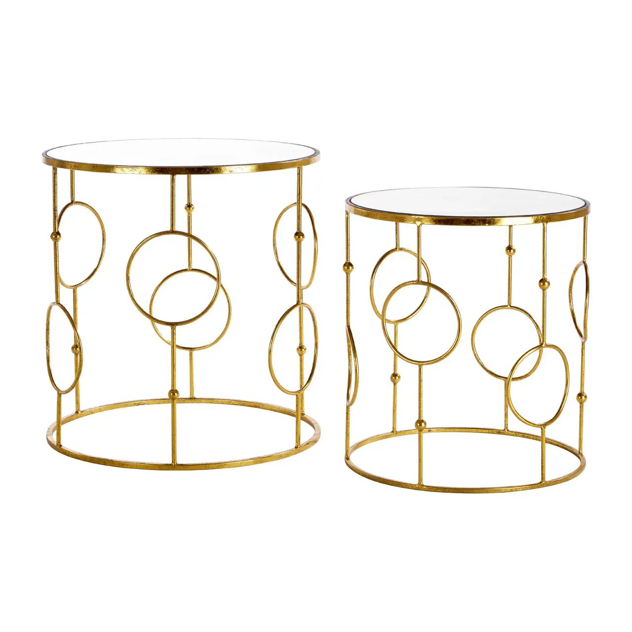 Aventis 2Pc Gold Frame Tables