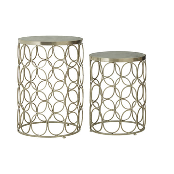 Templix 2Pcs Nickel Finish Iron Side Tables