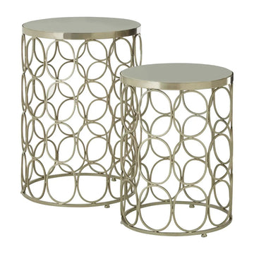 Templix 2Pcs Nickel Finish Iron Side Tables