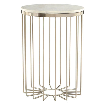 Templix White Marble Cage Design Iron Table