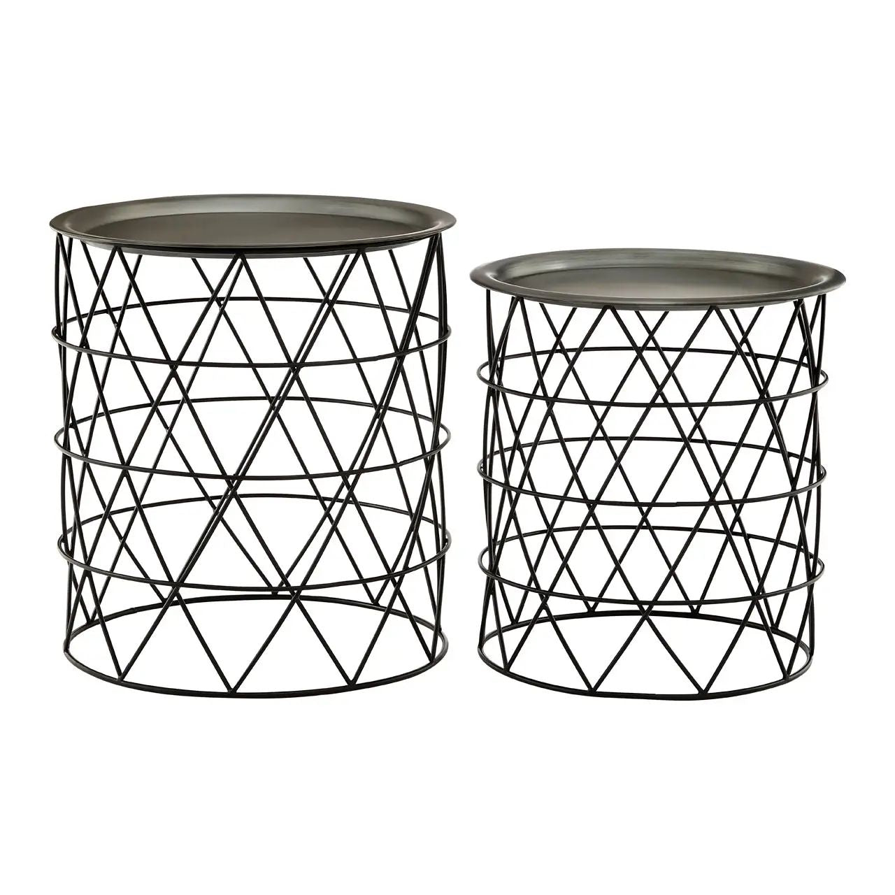 Templix 2Pcs Zinc & Black Iron Side Tables