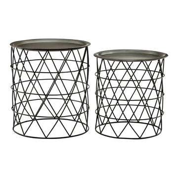 Templix 2Pcs Zinc & Black Iron Side Tables