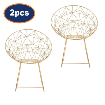 2Pcs Templix Gold Iron Geometric Chairs