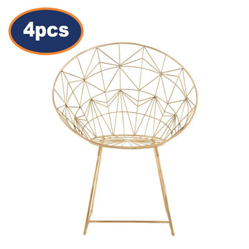 4Pcs Templix Gold Iron Geometric Chairs