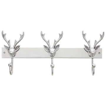 3 Buck Head Silver Metallic Hook Hanger