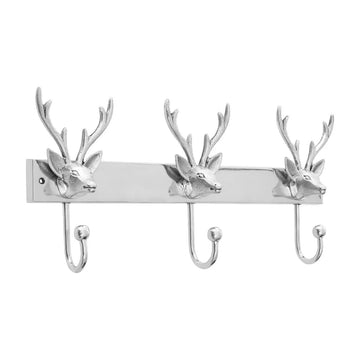 3 Buck Head Silver Metallic Hook Hanger