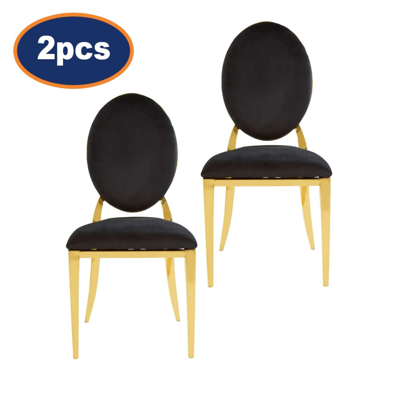 2Pcs Clarita Black & Gold Stackable Dining Chairs