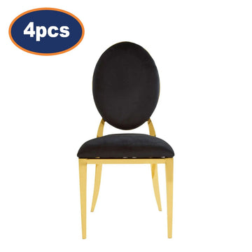 4Pcs Clarita Black & Gold Stackable Dining Chairs