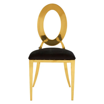 2Pcs Clarita Black & Gold Open Oval Stackable Dining Chairs