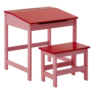 Kids Desk Table And Stool Chair Seat Furniture Set - Red