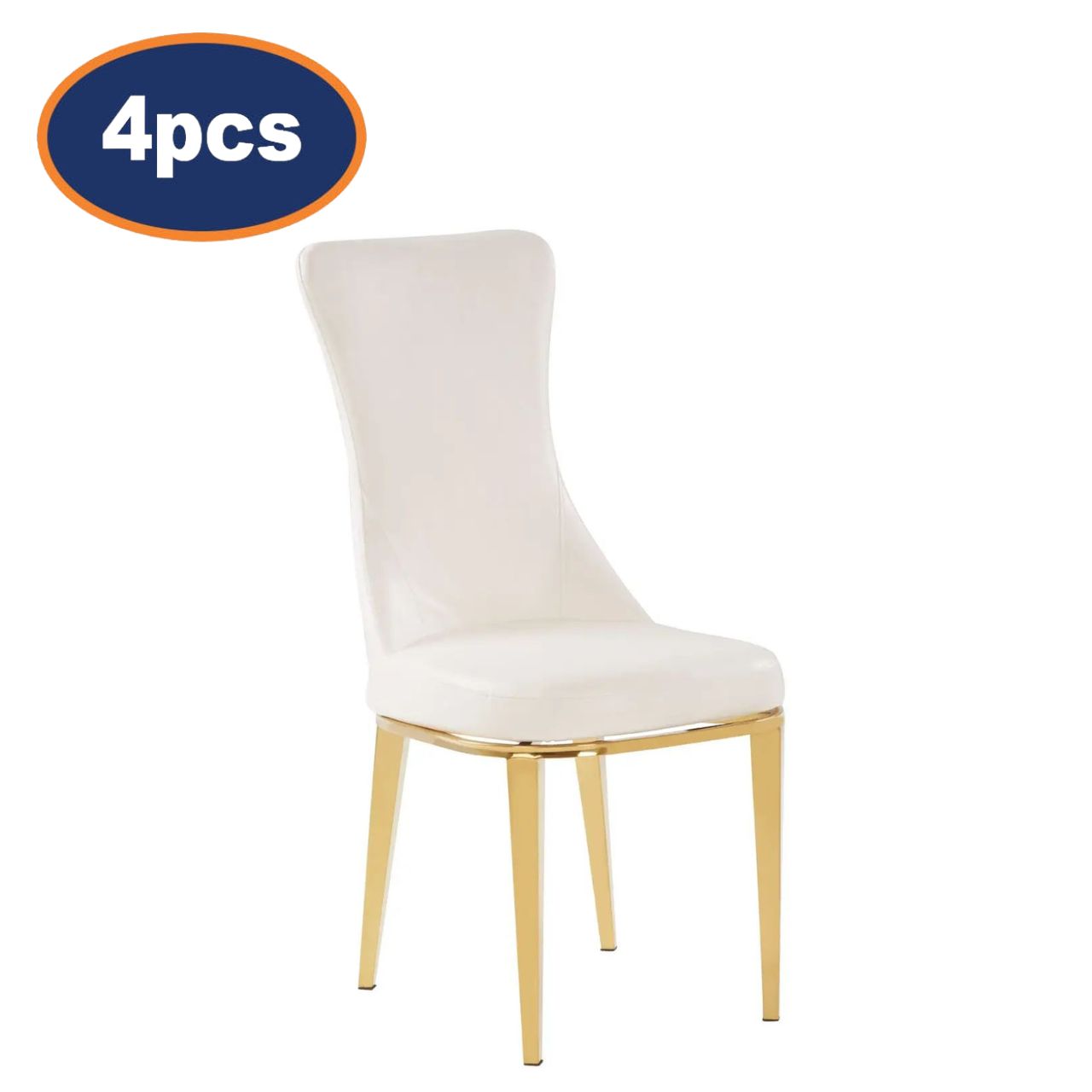 4Pcs Horli White & Gold Dining Chairs