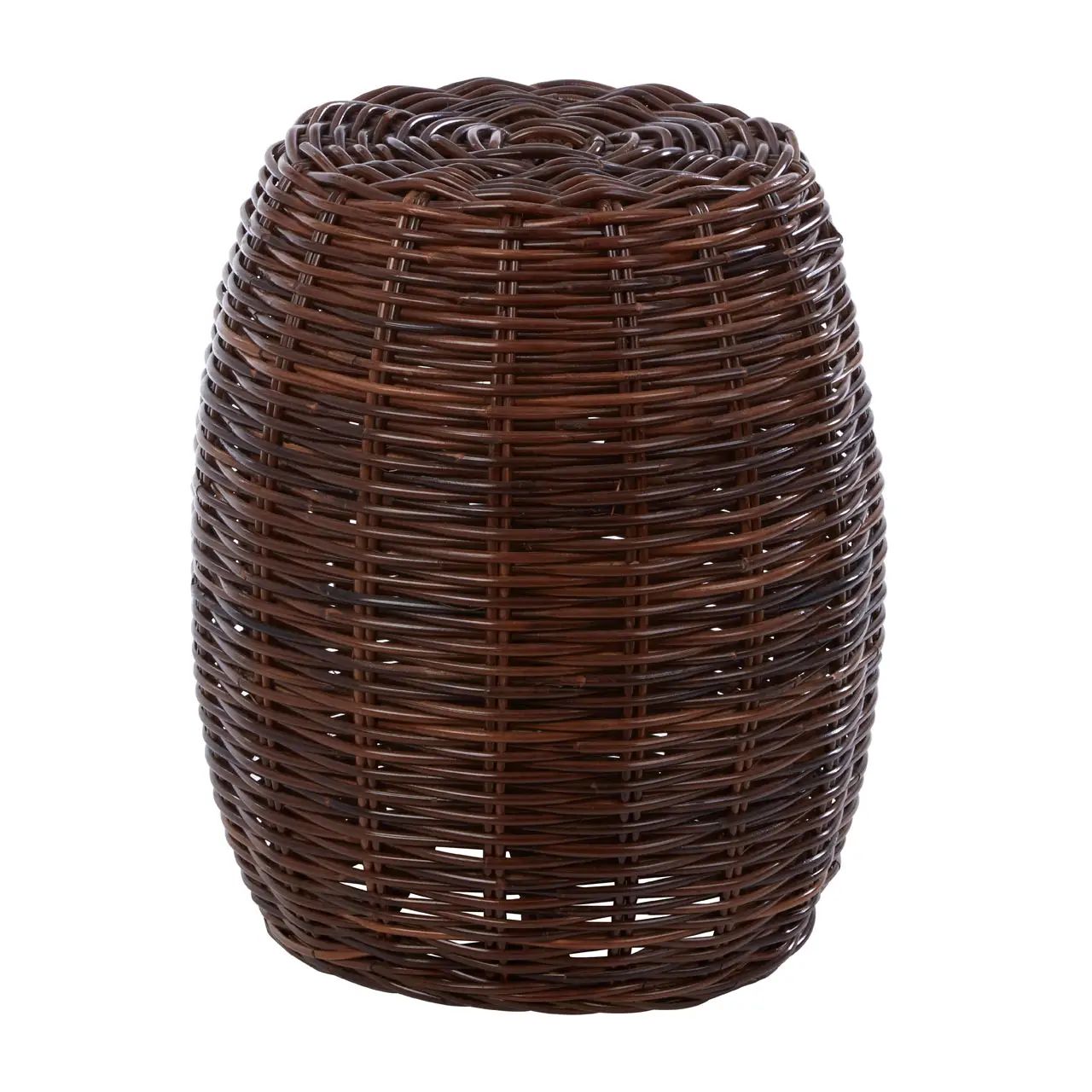 Makana Brown Natural Rattan Barrel Stool