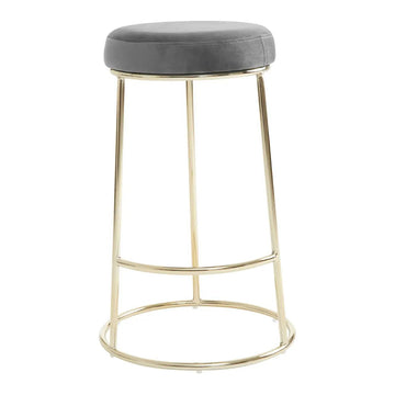 6Pcs Chicago Grey Velvet & Gold Bar Stools
