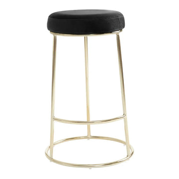6Pcs Chicago Black Velvet & Gold Bar Stools