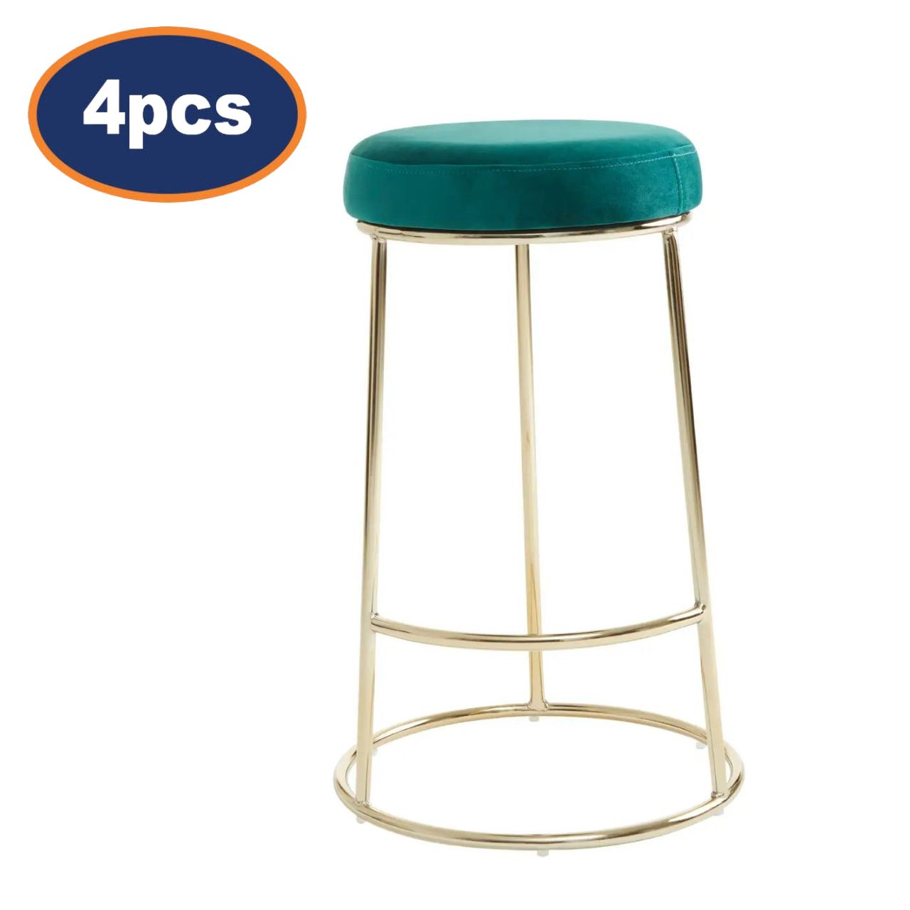 4Pcs Chicago Green Velvet & Gold Bar Stools