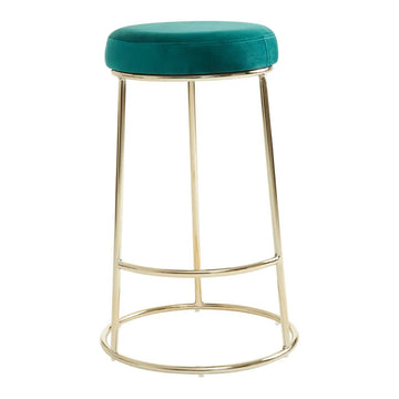 2Pcs Chicago Green Velvet & Gold Bar Stools