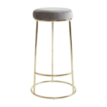 6Pcs Chicago Tall Grey Velvet & Gold Bar Stools