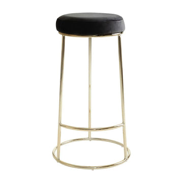6Pcs Chicago Tall Black Velvet & Gold Bar Stools